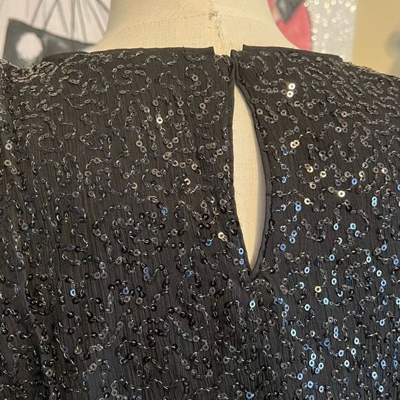 NWT Express Dressy Sequined Houndstooth Cropped Sleeveless Party Top Size Small - Picture 6 of 9